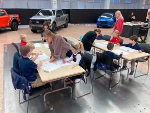 University Liggett School Kindergarteners develop their car designs.